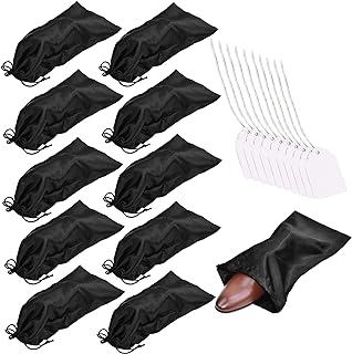 GONGKANGYUAN 10 Pack Shoe Bags for Travel Satin Fabric Shoe Bag with Drawstring for Men Women Travel Protecting Storing Shoes