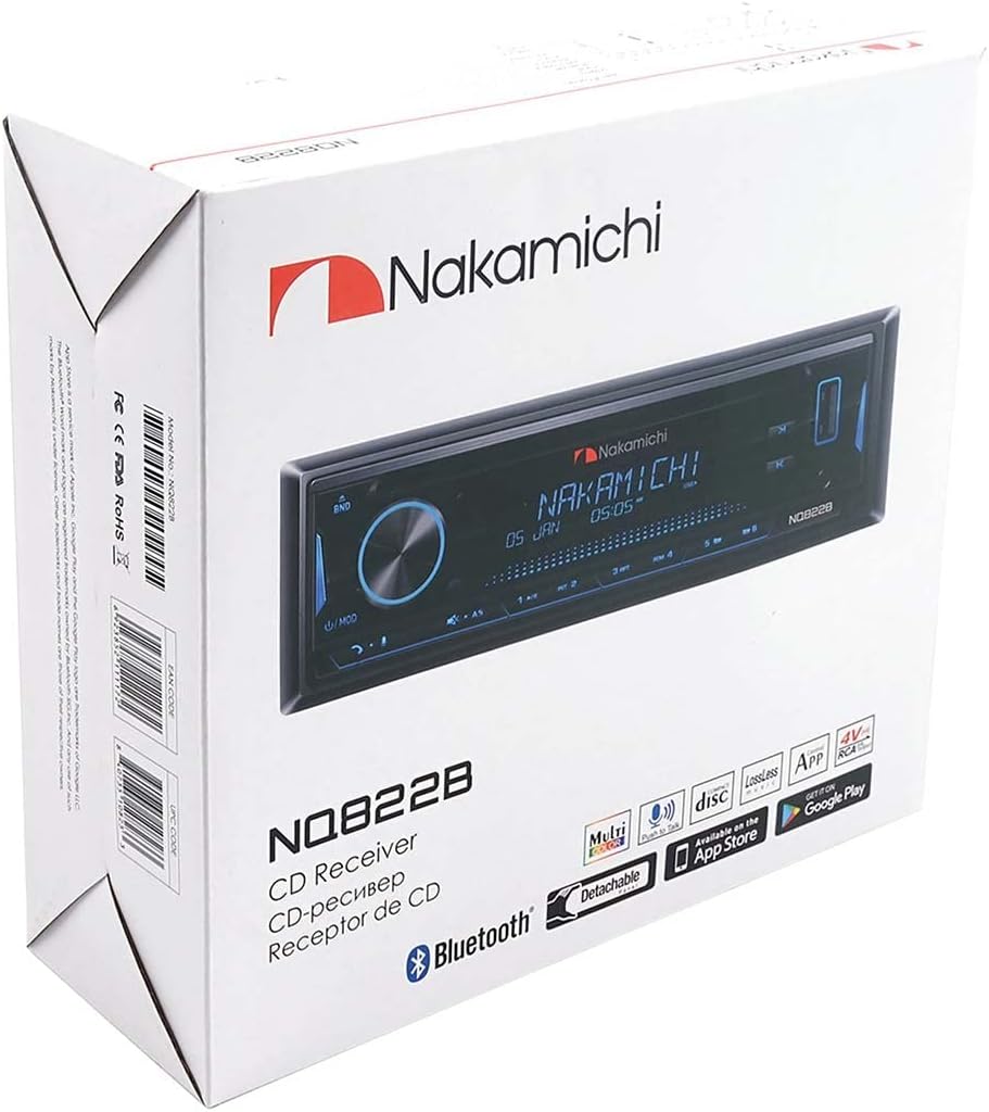 Nakamichi NQ822B 1-DIN CD/MP3/USB Car Stereo in-Dash Receiver w/Bluetooth-4