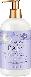 SheaMoisture Baby Shampoo & Bath Milk Manuka Honey & Lavender for Delicate Hair and Skin Nighttime Skin and Hair Care Regimen 13 oz