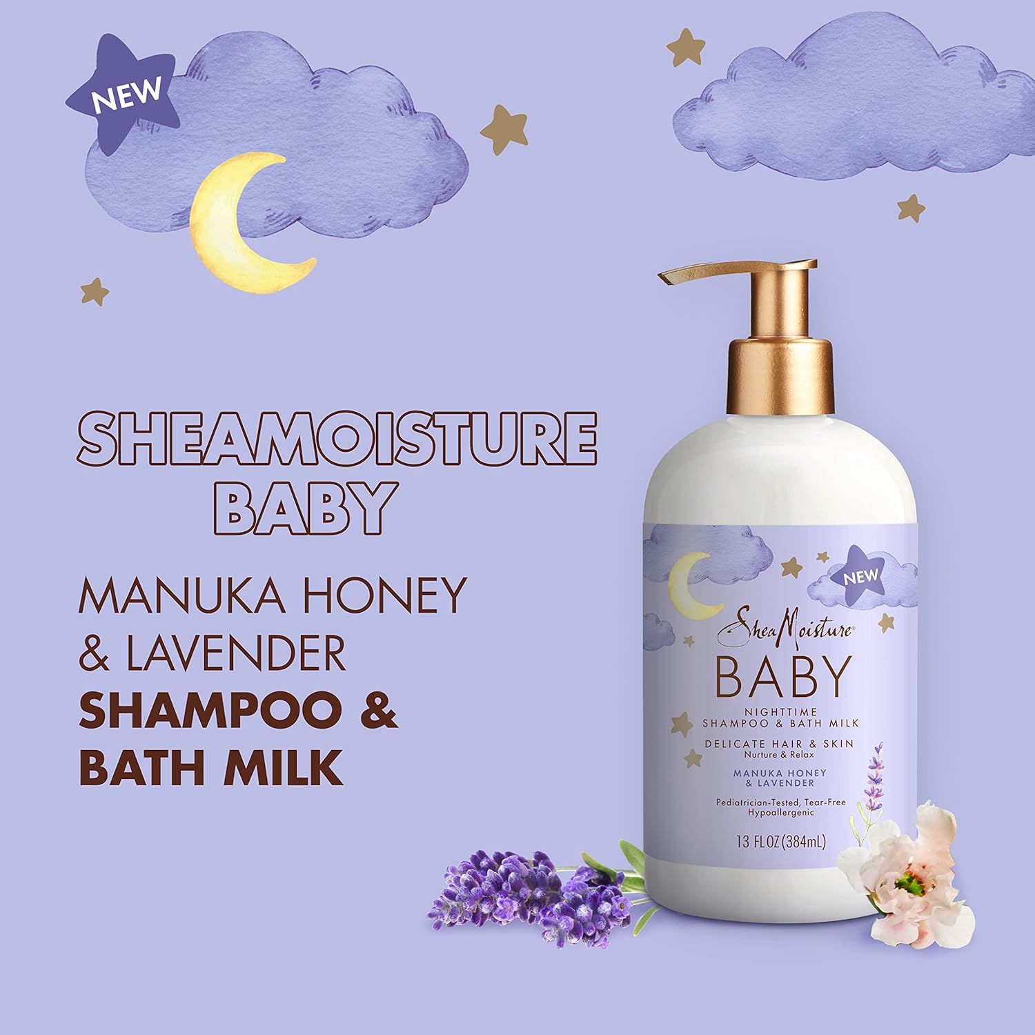 SheaMoisture Baby Shampoo & Bath Milk Manuka Honey & Lavender for Delicate Hair and Skin Nighttime Skin and Hair Care Regimen 13 oz-3