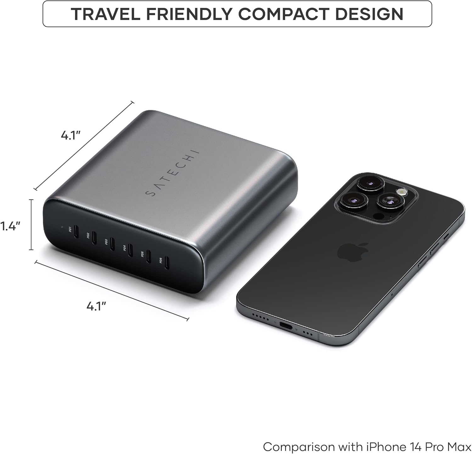 Satechi 200W 6-Port GaN Charging Station – 2X 140W USB C and 4X USB C, Fast Charging Travel Charger for Multiple Devices, Apple and Most Thunderbolt Devices-6