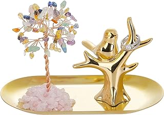 INNOLITES Bird Ring Holder for Jewelry, Crystal Tree Ring Dish, Jewelry Holder Trinket Tray for Engagement Wedding Ring Display Holder Stand, Christmas Birthday Gifts for Women