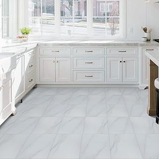 Peel and Stick Floor Tile Marble Vinyl Flooring Floor Tiles Peel and Stick Waterproof 12 in X 12 in Self Adhesive Peel and Stick Flooring for Kitchen Bathroom Bedroom 10 Pcs