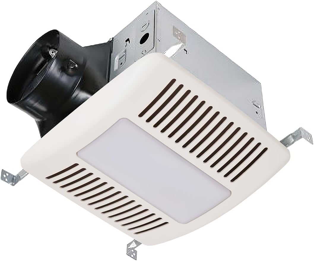 Haier Bathroom Exhaust Fan with 4000K LED Lights, 140 CFM, 10W Bathroom Vent Fan with 3 Speed Exhaust Control, 0.4 Sones Quiet Bathroom Fan for Home, HVI Listed, White-0