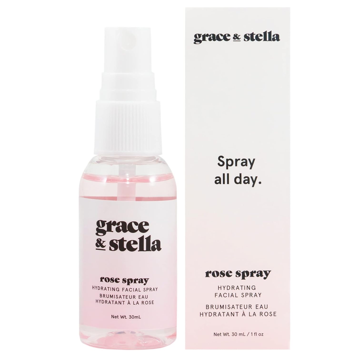 grace & stella Award Winning Rose Water Facial Spray (30ml) - Vegan - Rose Water Spray Toner for Face - Rose Spray Facial Mist - Rosewater Spray Rose Hydrosol-0