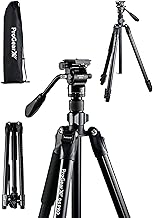 73″ Camera Tripod, Professional Complete Tripod with 360°Fluid Head, QR Plate, Robust Aluminium Alloy Body, Carrying Bag, Video Tripod for Camera, DSLR, SLR, Canon, Nikon, Binoculars