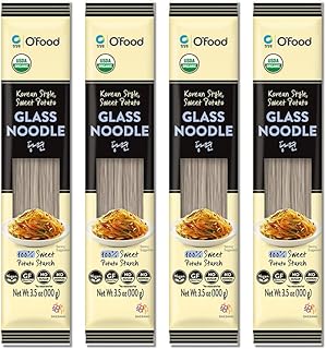 Chung Jung One Korean Sweet Potato Glass Noodle, Non GMO (Gluten Free), Vegan, No Sodium, No Sugar 3.5oz (100g), 4 PACK