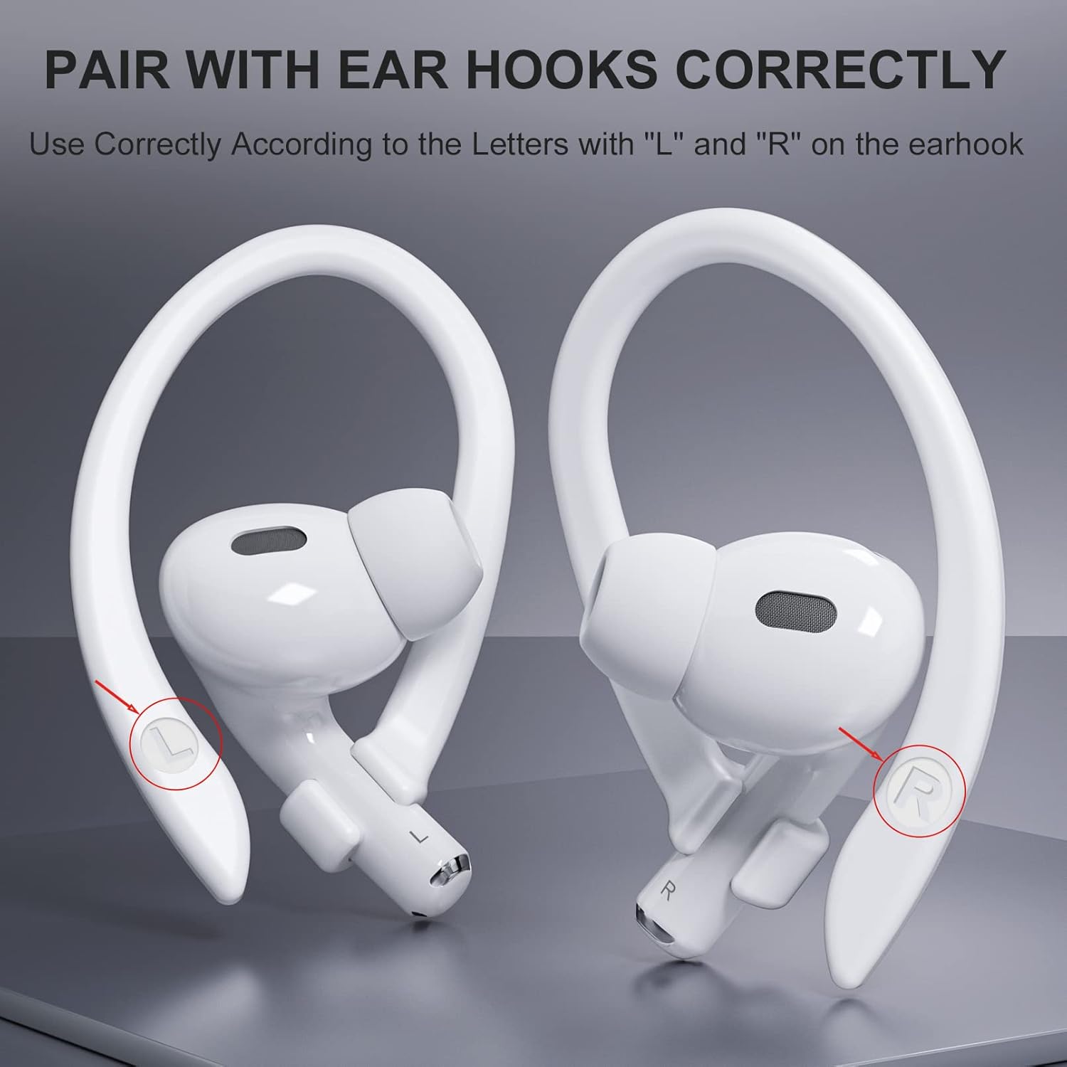 2 Pairs AirPods Ear Hooks for AirPods Pro 2, AirPods Pro, AirPods 4, 3, 2 & 1, Upgraded Anti Slip Sports Clip Hooks for AirPods 1, 2, 3, 4,Pro and Pro 2 – White-3