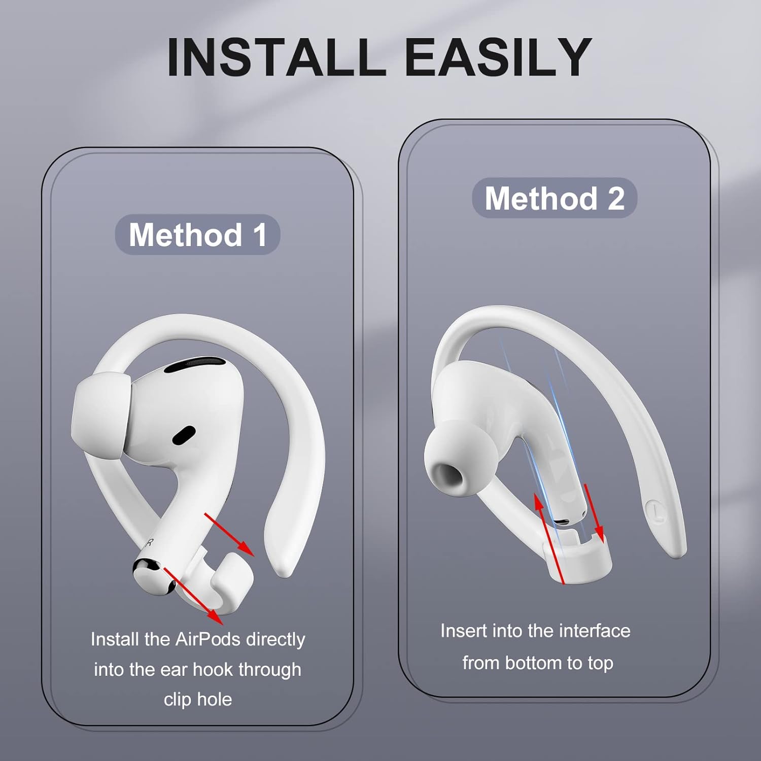 2 Pairs AirPods Ear Hooks for AirPods Pro 2, AirPods Pro, AirPods 4, 3, 2 & 1, Upgraded Anti Slip Sports Clip Hooks for AirPods 1, 2, 3, 4,Pro and Pro 2 – White-4