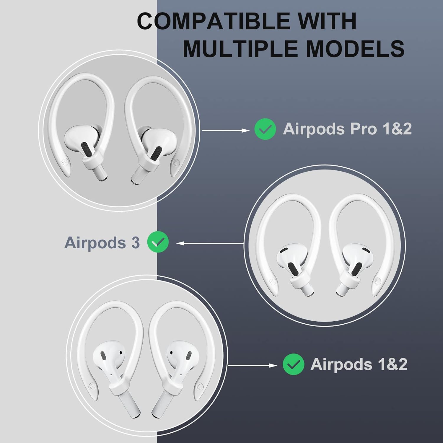 2 Pairs AirPods Ear Hooks for AirPods Pro 2, AirPods Pro, AirPods 4, 3, 2 & 1, Upgraded Anti Slip Sports Clip Hooks for AirPods 1, 2, 3, 4,Pro and Pro 2 – White-5