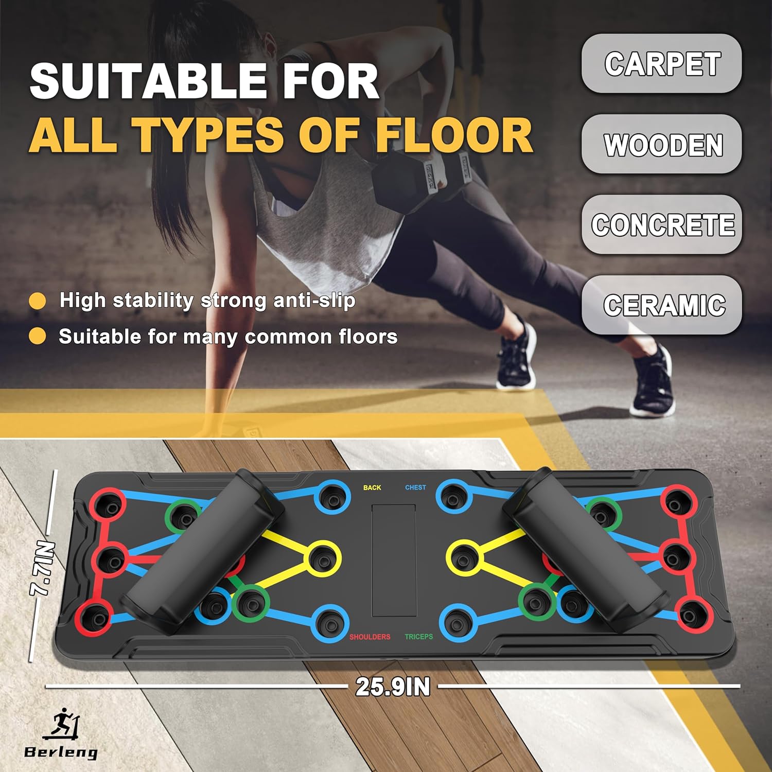 Solid Push Up Board Home Workout Equipment Multi-Functional Pushup Stands System Fitness Floor Chest Muscle Exercise Professional Equipment Burn Fat Strength Training Arm Men & Women Weights , Best Choice for Daily Gifts-6