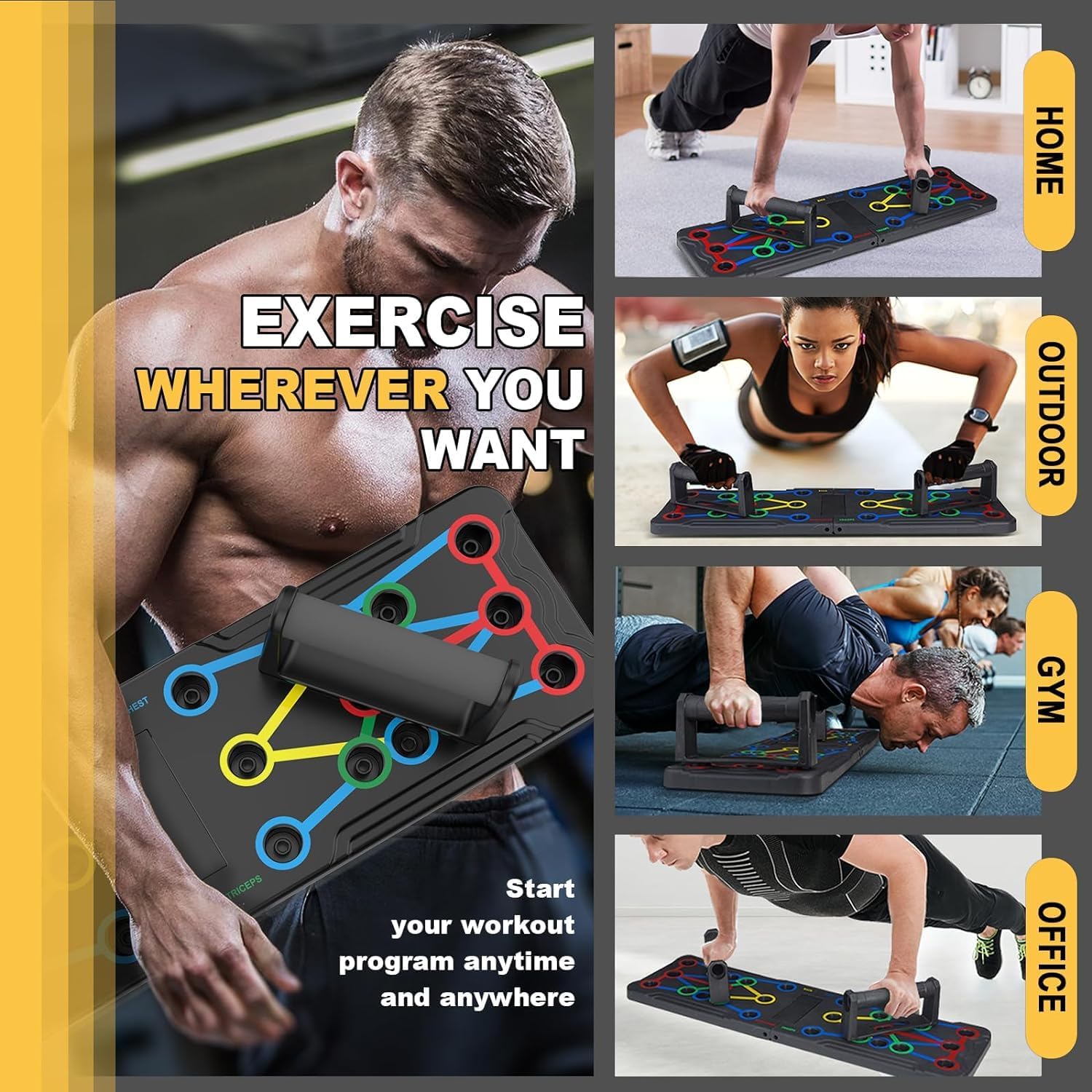 Solid Push Up Board Home Workout Equipment Multi-Functional Pushup Stands System Fitness Floor Chest Muscle Exercise Professional Equipment Burn Fat Strength Training Arm Men & Women Weights , Best Choice for Daily Gifts-7