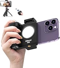 ULANZI CG02 Ungraded Smartphone Camera Shutter Handle Grip w Detachable Wireless Bluetooth Remote Control,Three-Gear Adjustable Fill Light for iPhone Samsung Google OnePlus Phones Video/Photo Shooting