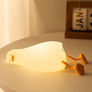 Luditek Cute Silicone Duck Night Light, Dimmable Touch Control Rechargeable Beside Nursery Lamp, Squishy Kawaii Stuff Desk Room Decor, Nightlight for Breastfeeding Toddler Baby Kids Girls Gifts