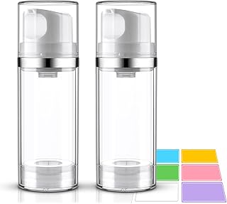 Cosywell Airless Pump Bottles 3.4oz/100ml Empty Moisturizer Pump Dispenser Airless Cosmetic Pump Container Travel Pump Bottles for Toiletries Shampoo Lotion and Cream Clear 2 Pack