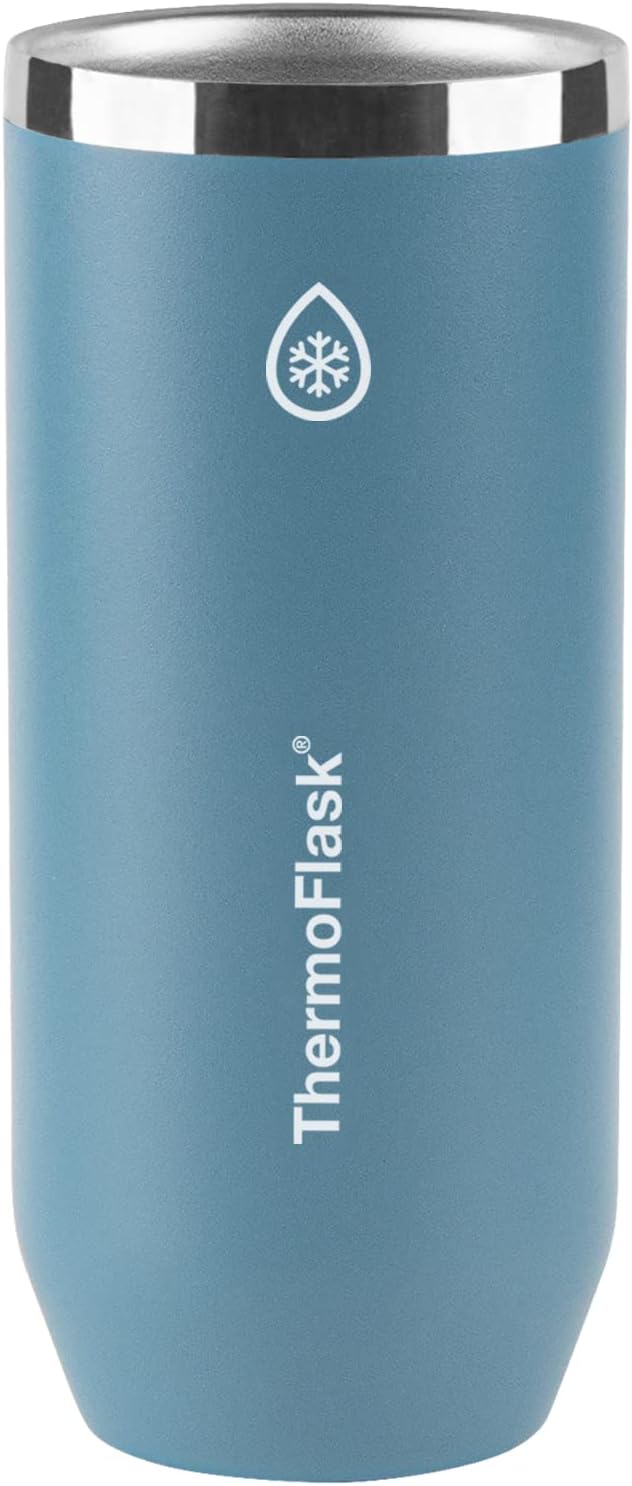 ThermoFlask 2-in-1 Vacuum Insulated Can Cooler Cup, 12 oz, Premium Quality, Fits Slim Size Cans, Sweatproof, Non-Slip Base, Dusty Blue-0