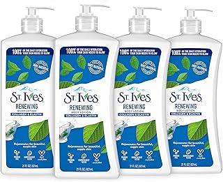 St. Ives Renewing Hand & Body Lotion for Women with Pump, Daily Moisturizer Collagen Elastin for Dry Skin, Made with 100% Natural Moisturizers, 21 fl oz, 4 Pack