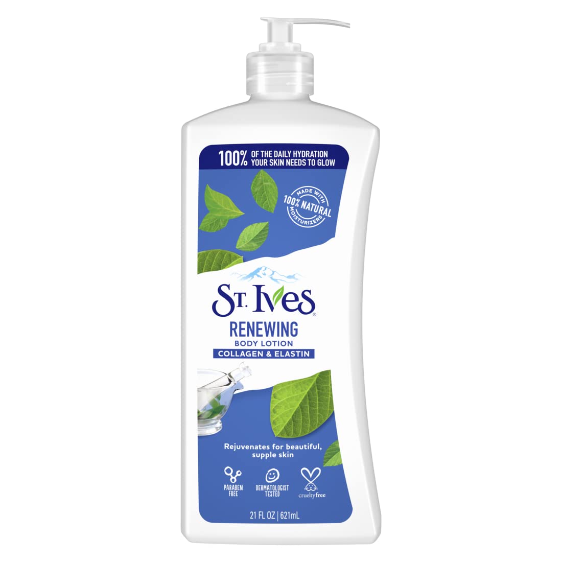 St. Ives Renewing Hand & Body Lotion for Women with Pump, Daily Moisturizer Collagen Elastin for Dry Skin, Made with 100% Natural Moisturizers, 21 fl oz, 4 Pack-1