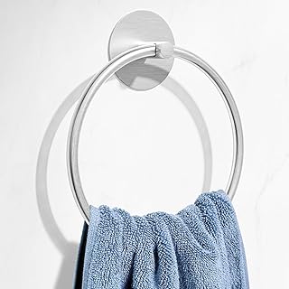 Nickel Brushed Bathroom Towel Ring - SUS304 Stainless Steel Bathroom Towel Rack, Susswiff Adhesive Wall Mounted Hand Towels Holder, Towel Hanger for Bathroom Organizer, Kitchen Storage