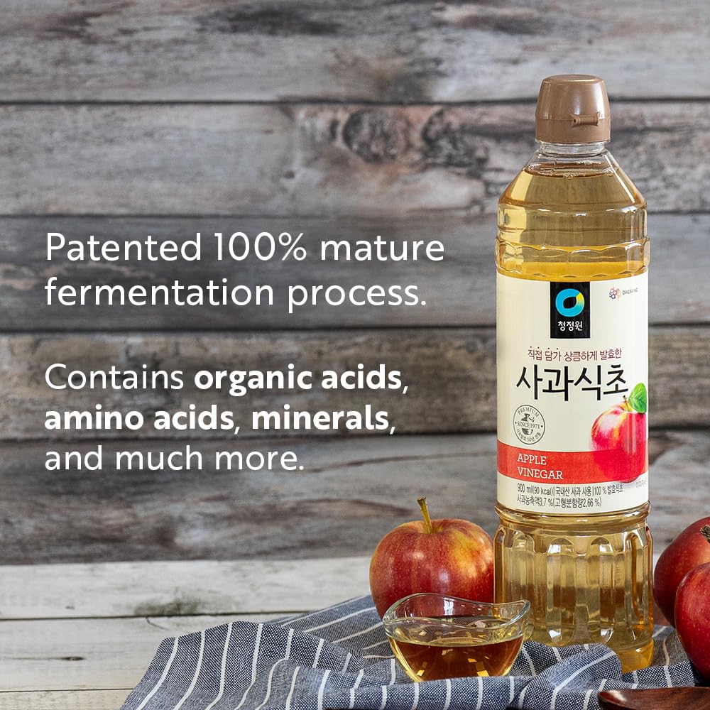 Chung Jung One O'Food Premium Korean Vinegar, Kitchen Essential Pantry Staple, Perfect for Salads (Apple, 900ml)-4