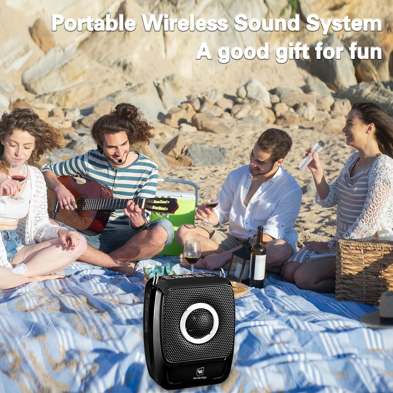 Voice Amplifier with Dual Professional Microphones Wireless-25W Portable Microphone and Speaker Pa System, Bluetooth Speaker with Microphone Megaphone for Teachers Outdoor Indoor ect-3