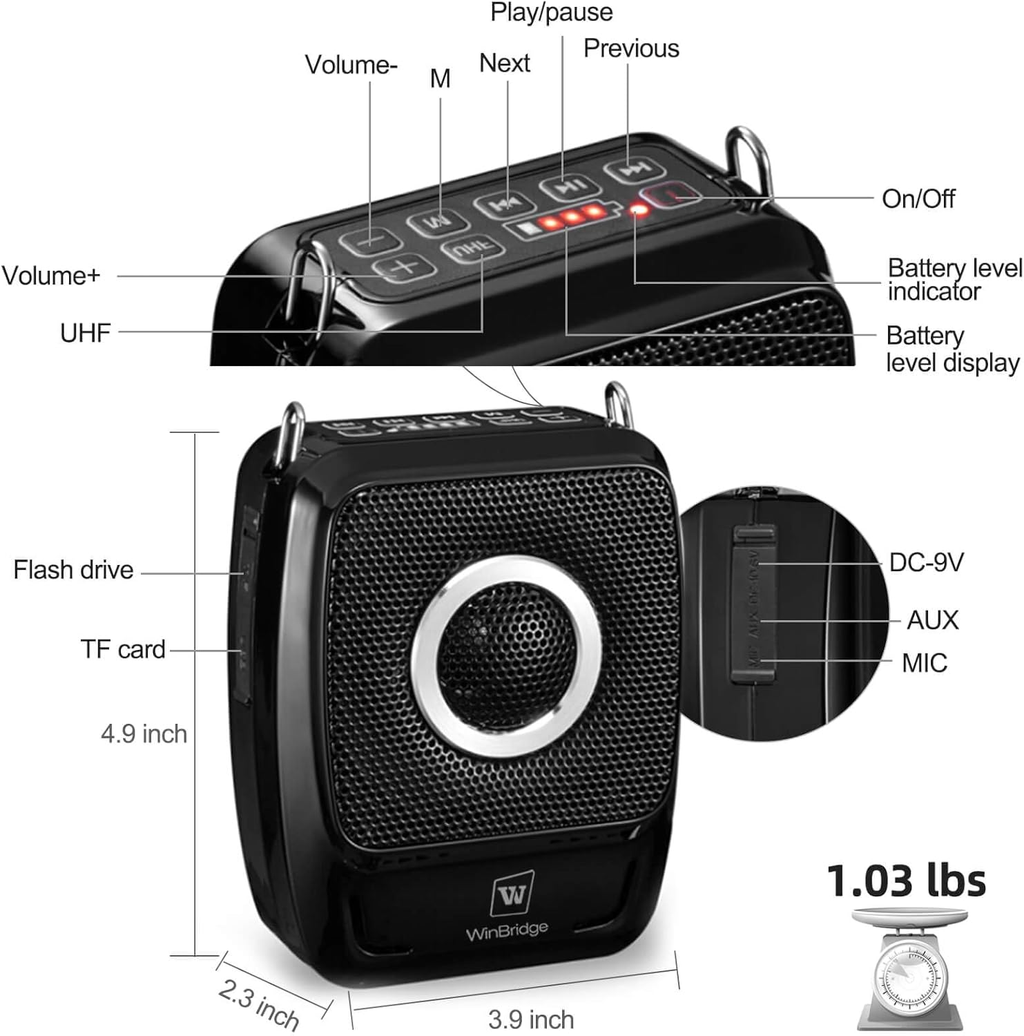 Voice Amplifier with Dual Professional Microphones Wireless-25W Portable Microphone and Speaker Pa System, Bluetooth Speaker with Microphone Megaphone for Teachers Outdoor Indoor ect-7