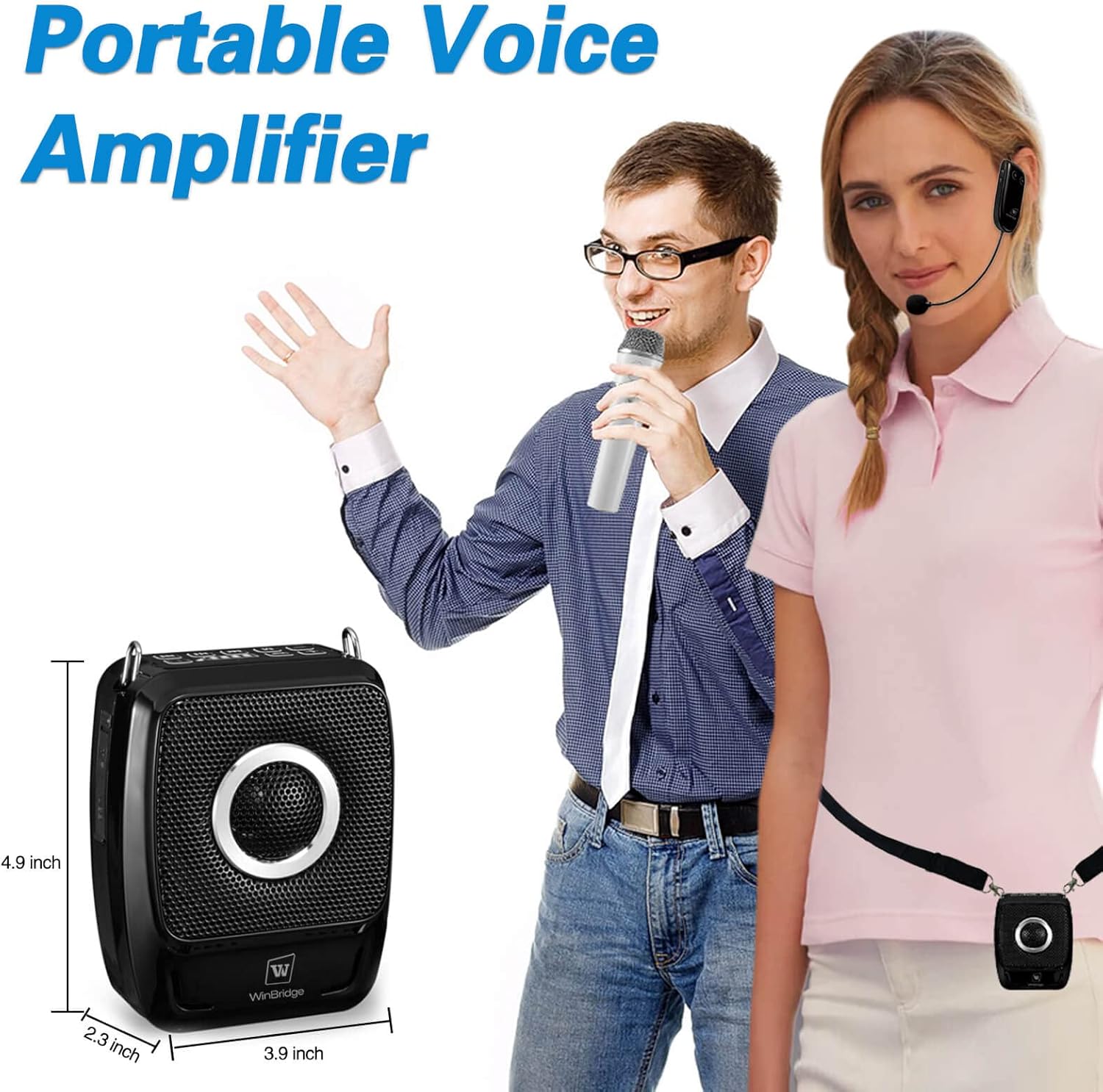 Voice Amplifier with Dual Professional Microphones Wireless-25W Portable Microphone and Speaker Pa System, Bluetooth Speaker with Microphone Megaphone for Teachers Outdoor Indoor ect-8