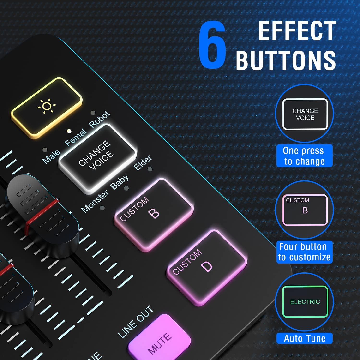 FIFINE Gaming Audio Mixer, Streaming RGB PC Mixer with XLR Microphone Interface, Individual Control, Volume Fader, Mute Button, 48V Phantom Power, for Podcast/Recording/Vocal/Game Voice-AmpliGame SC3-4