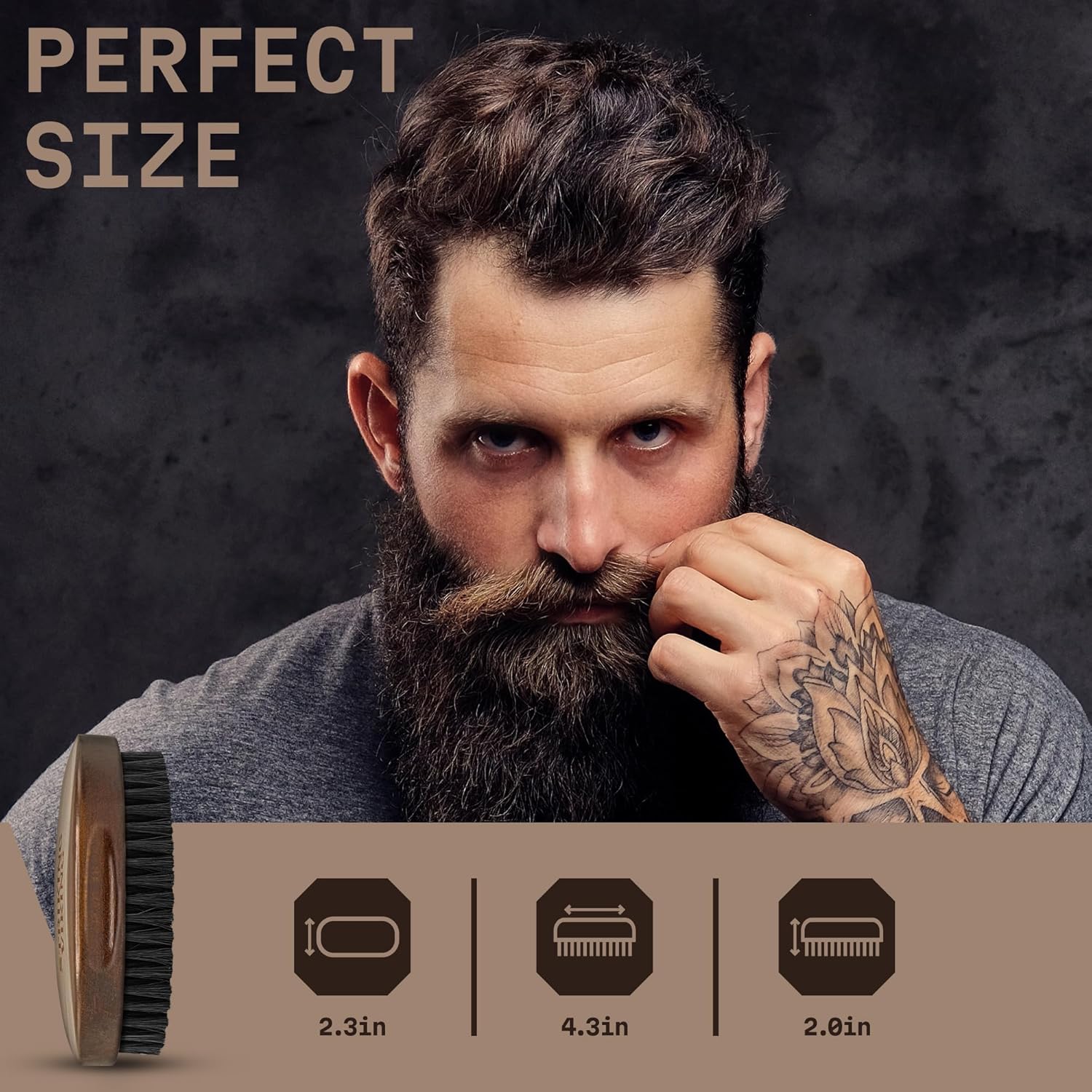 Striking Viking Boars Hair Beard Brush for Men - 4.2" Ergonomic Design with Naturally Derived Beach Wood - For Men's Beard & Mustache Care-3