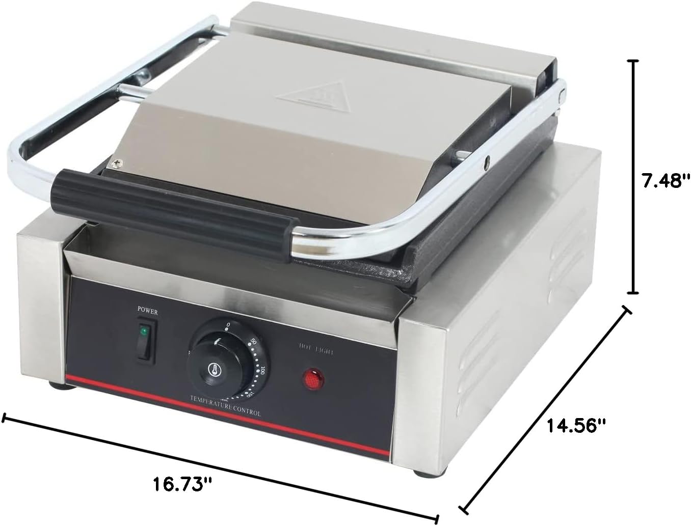 Commercial Panini Press With Grooved Grill Sandwich Maker Machine Electric Contact Grill Single (Single Grooved Top&Bottom)-2