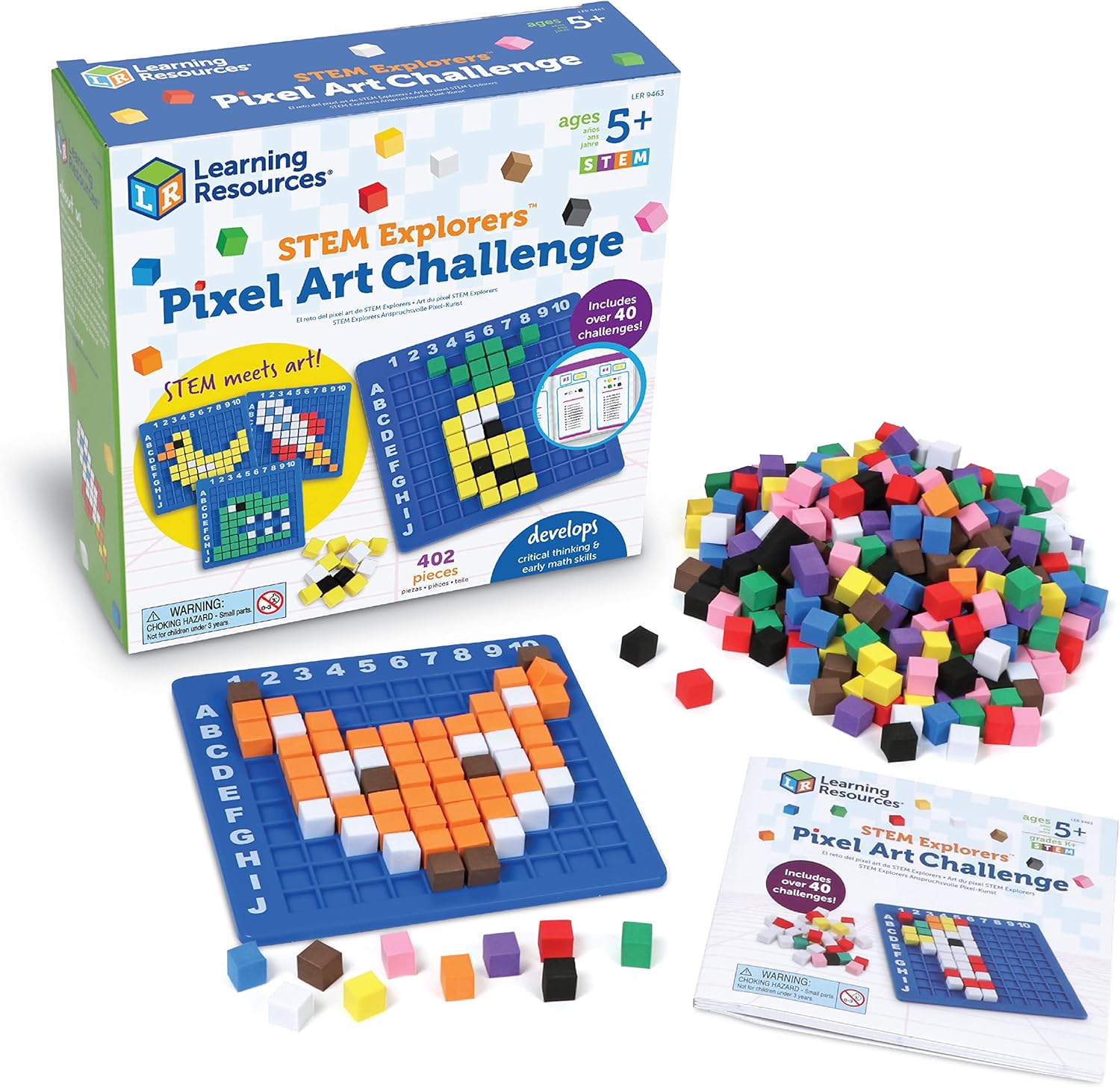 Learning Resources STEM Explorers Pixel Art Challenge, 402 Pieces, Ages 5+, STEM Toys For Kids, Coding Basics For Kids, STEM Activities For Classroom, Medium-0