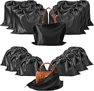 GONGKANGYUAN GONGKANGYUAN 12 Pcs Dust Bags for Purses and Handbags Satin Purse Storage Organizer With Drawstring Closure Handbag Protector (Black)