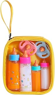 Kaydora Baby Doll Bottle Accessories - 6 Pcs Feeding Bottle Toys, Magic Disappearing Milk & Juice, Pretend Play Set with Pacifiers Kids Gift Yellow