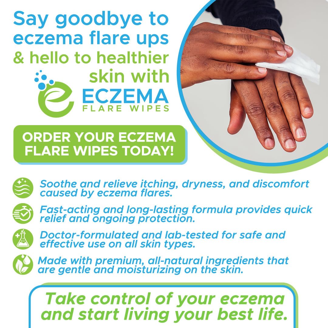 Eczema Flare Wipes® - All-Natural Fast Acting Eczema Relief, Anti-Itch, Reduces Inflammation & Protects Skin Barrier, Soothes & Prevents Future Flares, pH-Balancing, Convenient On-The-Go Solution 72ct-1