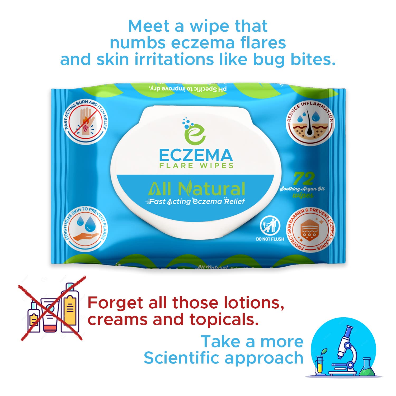 Eczema Flare Wipes® - All-Natural Fast Acting Eczema Relief, Anti-Itch, Reduces Inflammation & Protects Skin Barrier, Soothes & Prevents Future Flares, pH-Balancing, Convenient On-The-Go Solution 72ct-5