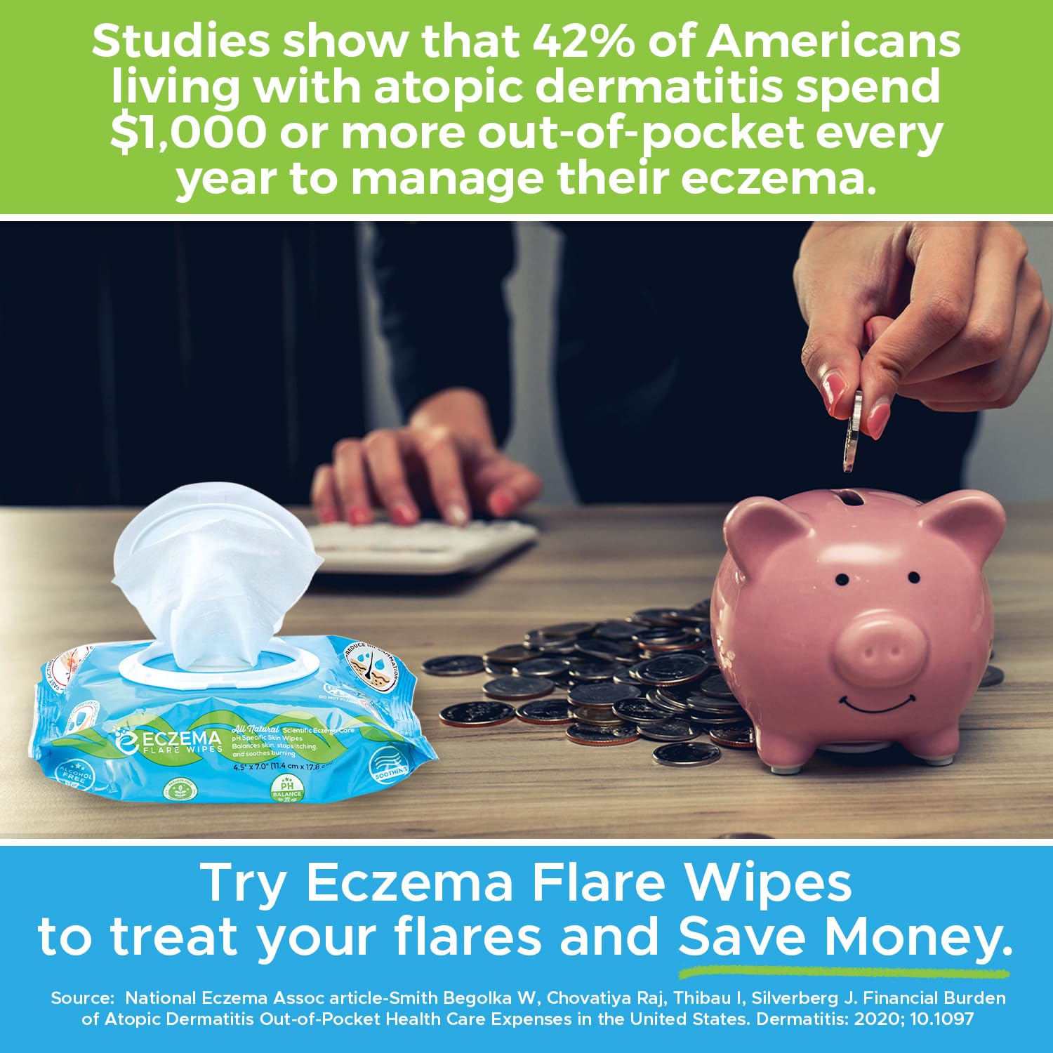 Eczema Flare Wipes® - All-Natural Fast Acting Eczema Relief, Anti-Itch, Reduces Inflammation & Protects Skin Barrier, Soothes & Prevents Future Flares, pH-Balancing, Convenient On-The-Go Solution 72ct-6