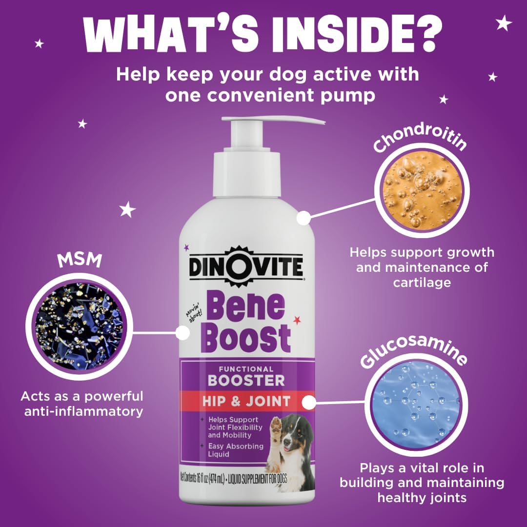 Dinovite BeneBoost Hip & Joint Liquid Food Topper for Dogs - Glucosamine Supplement - Joint Mobility Meal Topper - 16 oz-2