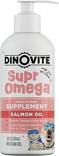 Dinovite SuprOmega Wild Caught Salmon Oil for Dogs & Cats - GMO Free Omega 3 Skin & Coat Supplement - Skin & Coat Meal Topper for Dogs & Cats - 16 oz