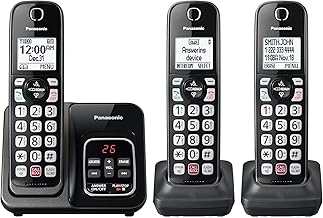 Panasonic Cordless Phone with Answering Machine, Advanced Call Block, Bilingual Caller ID and Easy to Read High-Contrast Display, Expandable System with 3 Handsets - KX-TGD833M (Metallic Black)