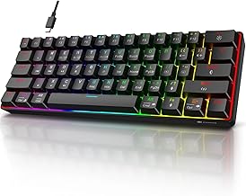 KOORUI Gaming Keyboard 60 Percent, Wired Ultra-Compact Mechanical Keyboard 61 Keys,26 RGB Backlit with Blue Switch Mini Keyboards for Windows MacOS Linux-Easy to Carry On Trip