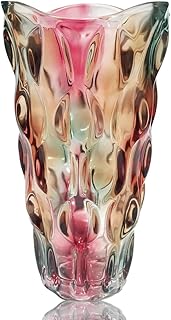 Heavy Flower Glass Vase Thickened 3.5lb 9.5inch Sparkle vase Bohemian Style, for Centerpieces,Kitchen,Office, Wedding,Perfect Home Decor Glass Vase (Purple Light)