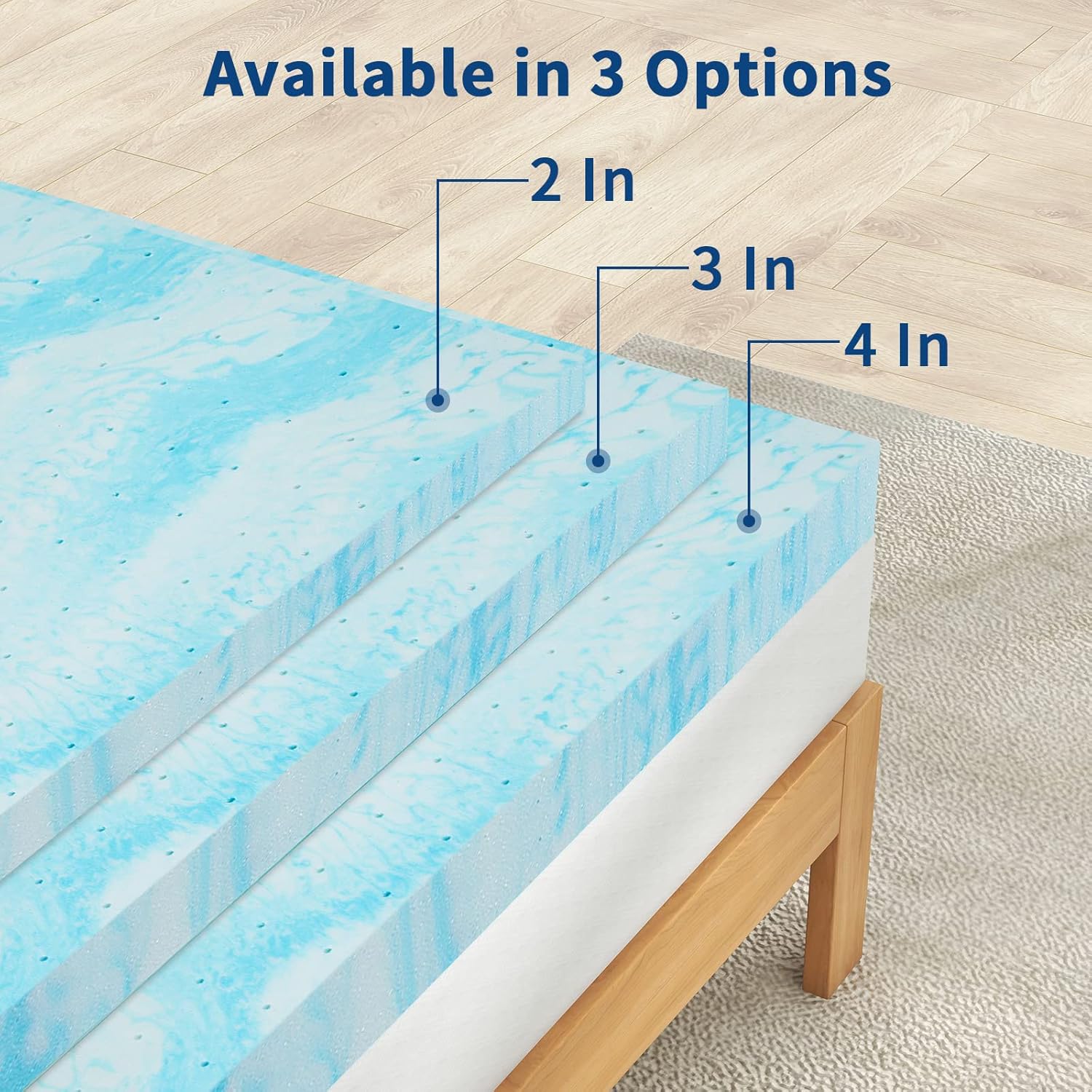 3 Inch Gel Memory Foam Mattress Topper Twin Size, CertiPUR-US Certified-3