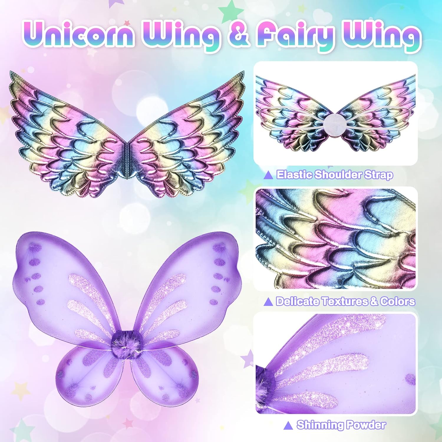 Unicorn & Flower Princess Dress Up Clothes Set for Girls - Tutu, Wings, Shoes, Jewelry, Headband & Play Toys Gift Set for Toddlers-4