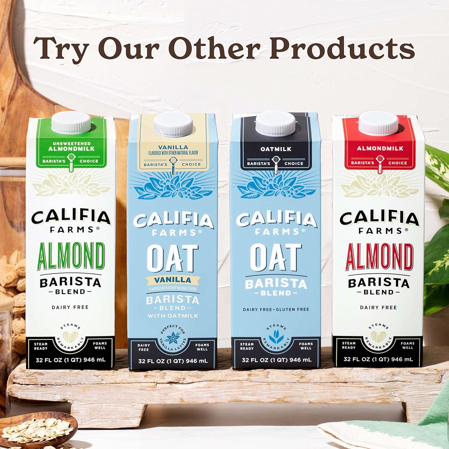 Califia Farms – Vanilla Oat Barista Blend Oat Milk, 32 Oz (Pack of 6), Shelf Stable, Dairy Free, Plant Based, Vegan, Gluten Free, Non GMO, Milk Frother, Creamer, Blue-3