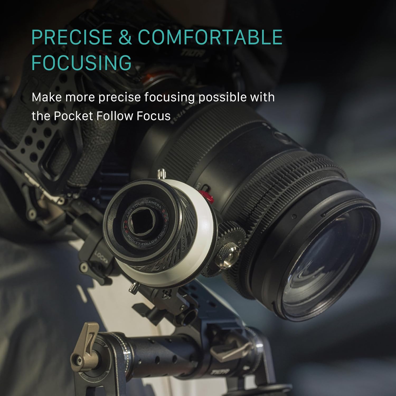 Tilta Pocket Follow Focus | Precise Focus Ring with A/B Stops | Fluid Damping System | 15mm Rod & Rod Holder | Works with Most Cameras & Lenses | Lightweight, Comfortable, and Compact Design (FF-T06)-4