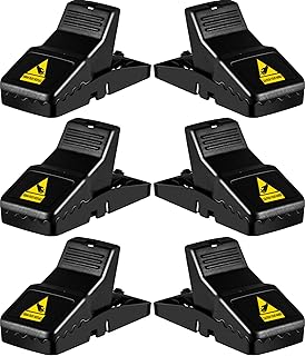 Feeke Rat Trap, Large Mouse Traps, Mouse Traps Indoor for Home, Instant Kill Traps for Mouse Rat Chipmunk, Quick Set Up and Reusable - 6 Pack, Black