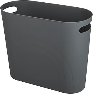 zoocatia Small Trash Can Garbage Can Container Bin with Handles 3 Gallons Plastic Wastebasket for Bathrooom, Bedroom, Office, Kitchen, Laudry Room, Dorm Room - Dark Grey