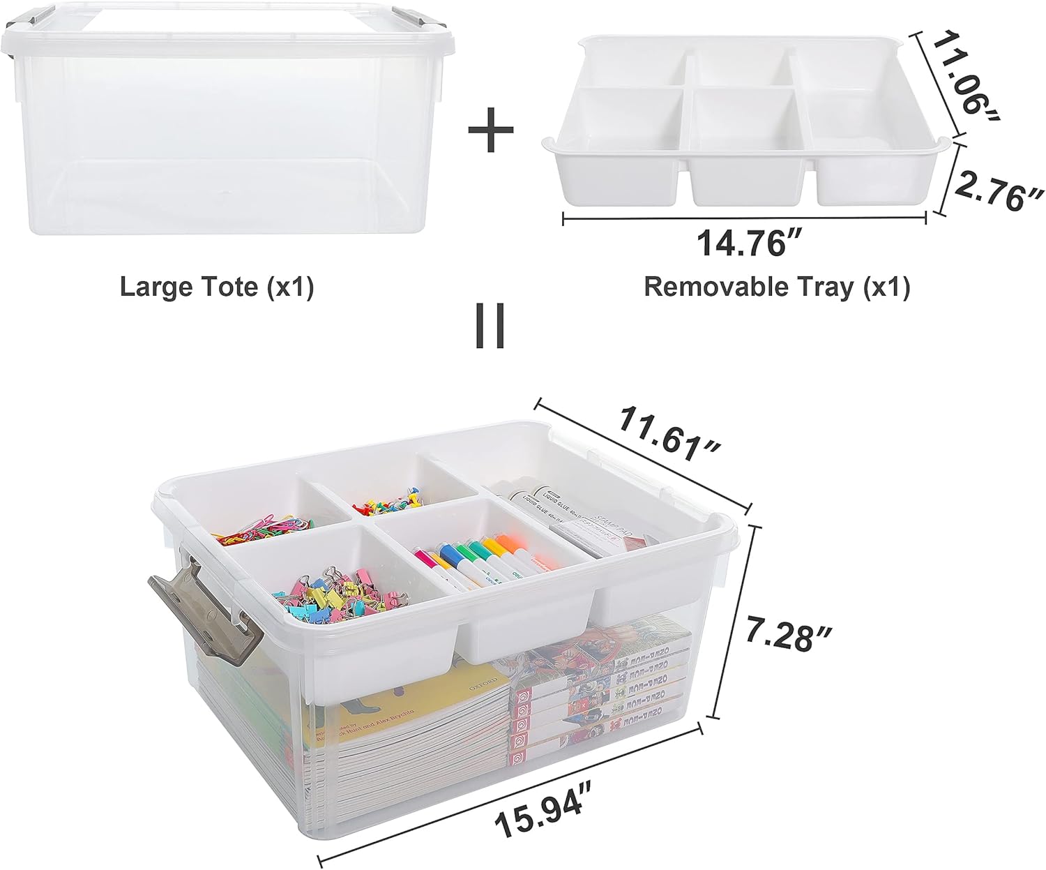 Citylife 17 QT Plastic Storage Box with Removable Tray Craft Organizers and Storage Clear Storage Container for Organizing Bead, Tool, Sewing, Playdoh-1