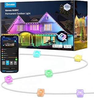 Govee Permanent Outdoor Lights, Smart RGBIC Outdoor Lights with 75 Scene Modes, 100ft with 72 LED Eaves Lights, IP67 Waterproof, for Halloween Decorations, Christmas, Work with Alexa, Google Assistant