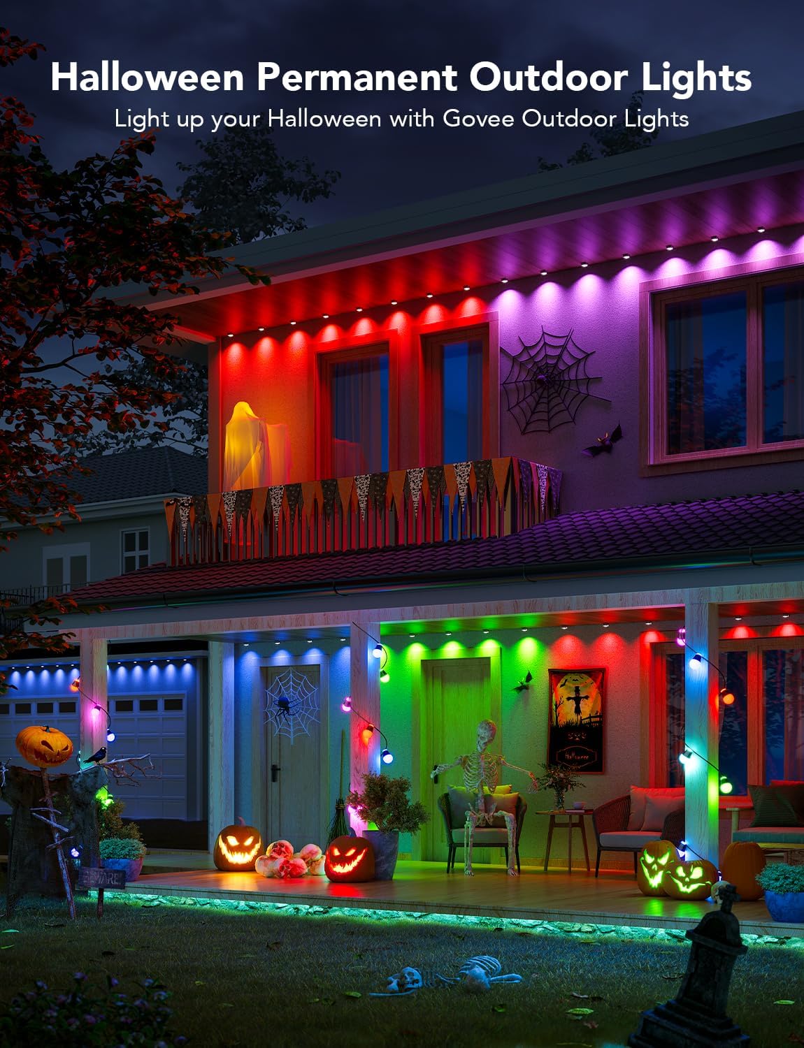 Govee Permanent Outdoor Lights, Smart RGBIC Outdoor Lights with 75 Scene Modes, 100ft with 72 LED Eaves Lights, IP67 Waterproof, for Halloween Decorations, Christmas, Work with Alexa, Google Assistant-1